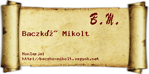 Baczkó Mikolt névjegykártya